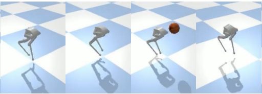 Simulation snapshots of the Bolt biped walking and running